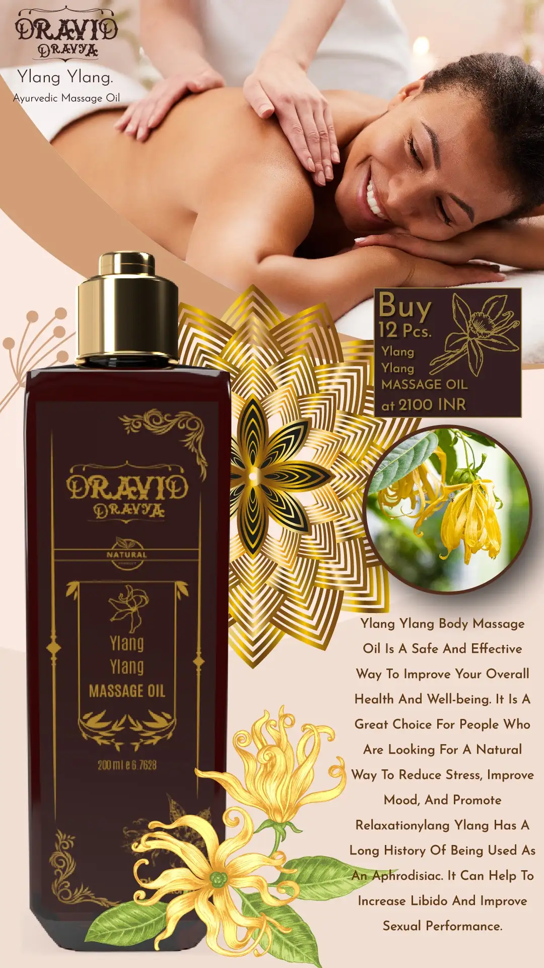RBV B2B Ylang Ylang  Massage Oil (200 ml)-12 Pcs.